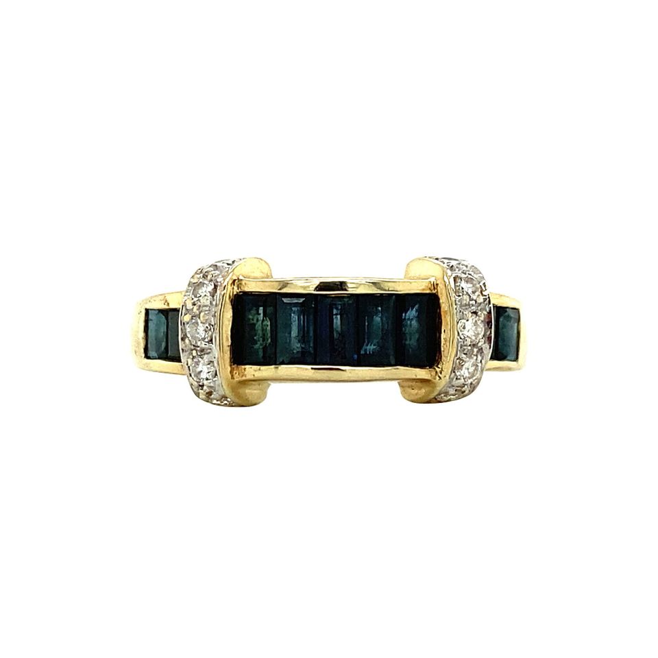 Vintage 14K Gold Ring with Sapphire and Diamond