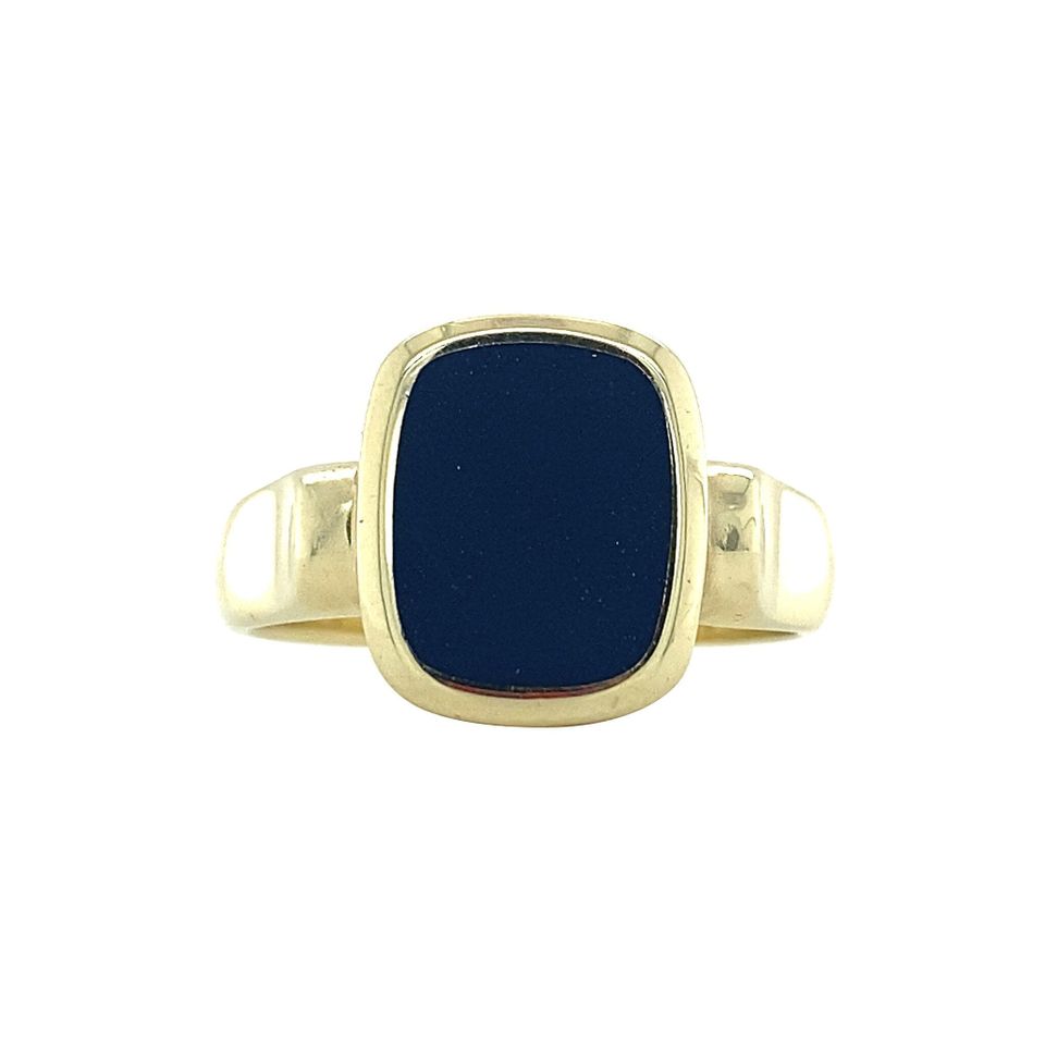 Vintage 14K Gold Signet Ring with Blue Layered Stone