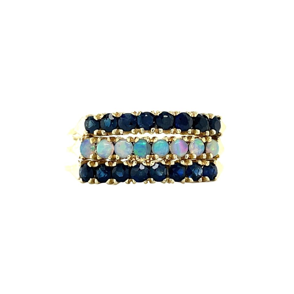 Vintage 14K Gold Ring with Sapphire and Opal