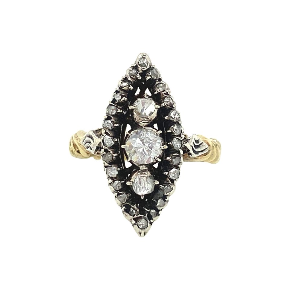 Vintage 14K Gold Princess Ring with Rose Cut Diamond