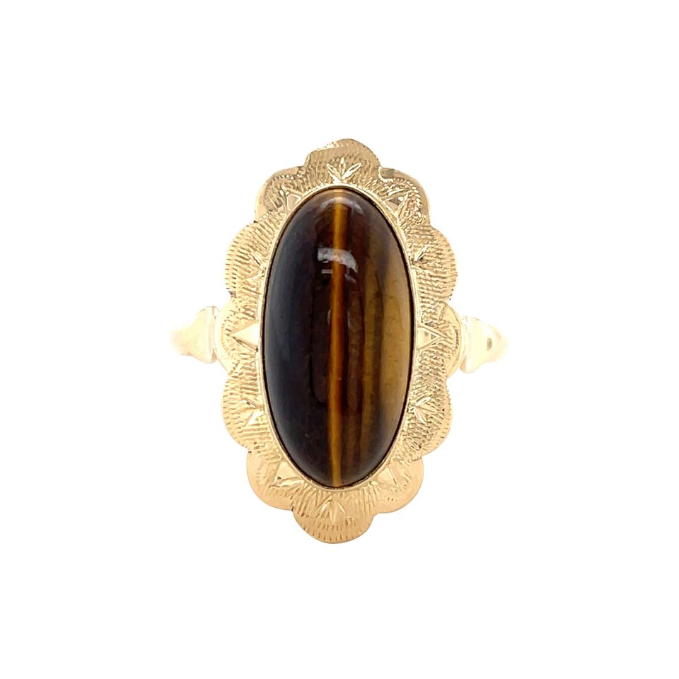 Vintage 14K Gold Ring with Tiger's Eye