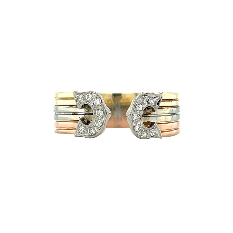 Vintage 14K Tricolor Gold Ring with Diamond