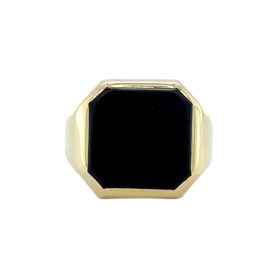 Vintage 14K Gold Signet Ring with Onyx