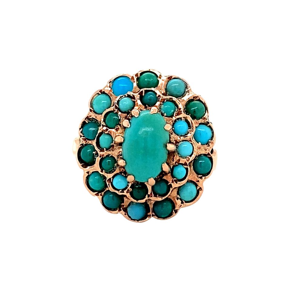 Vintage 14K Rose Gold Ring with Turquoise