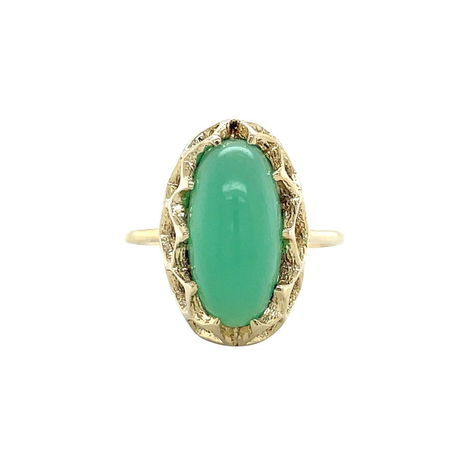 Vintage 14K Gold Ring with Chrysoprase