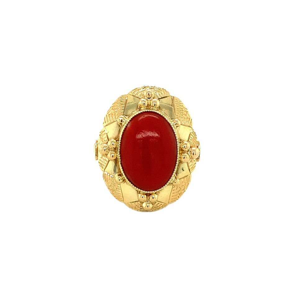 Vintage 14K Gold Ring with Red Coral