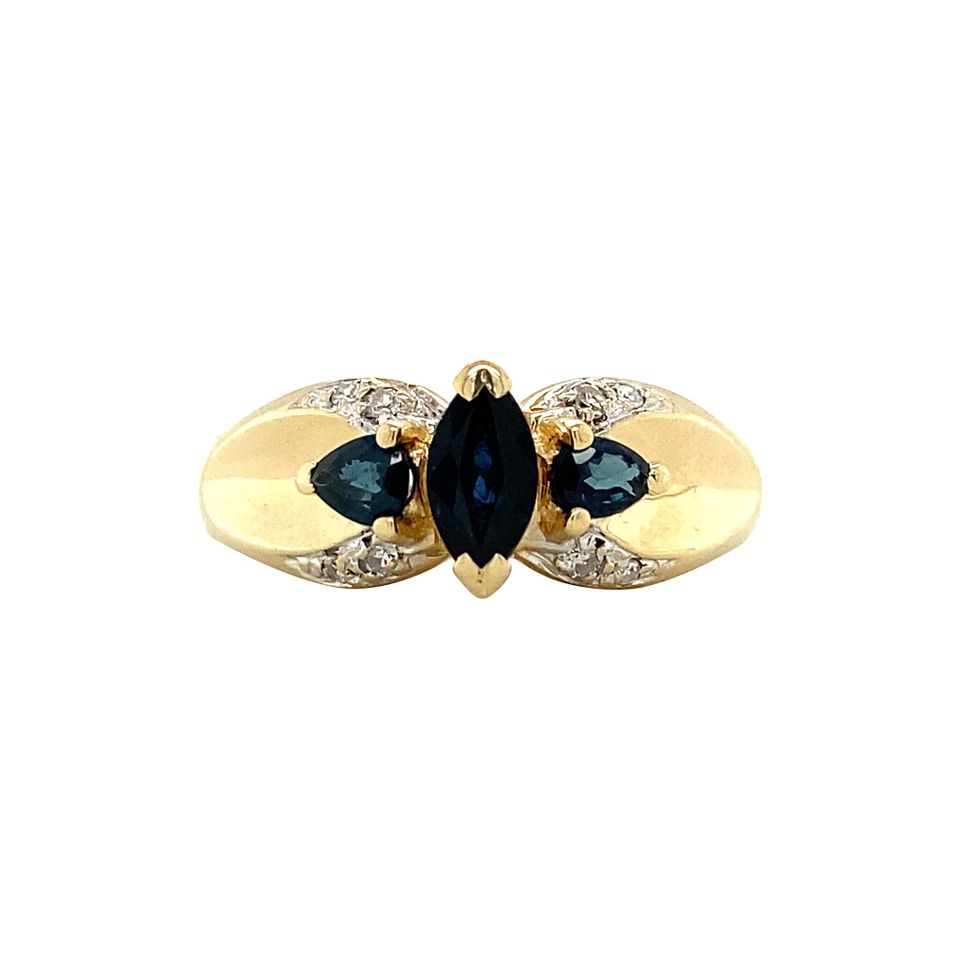 Vintage 14K Gold Ring with Sapphire and Diamond