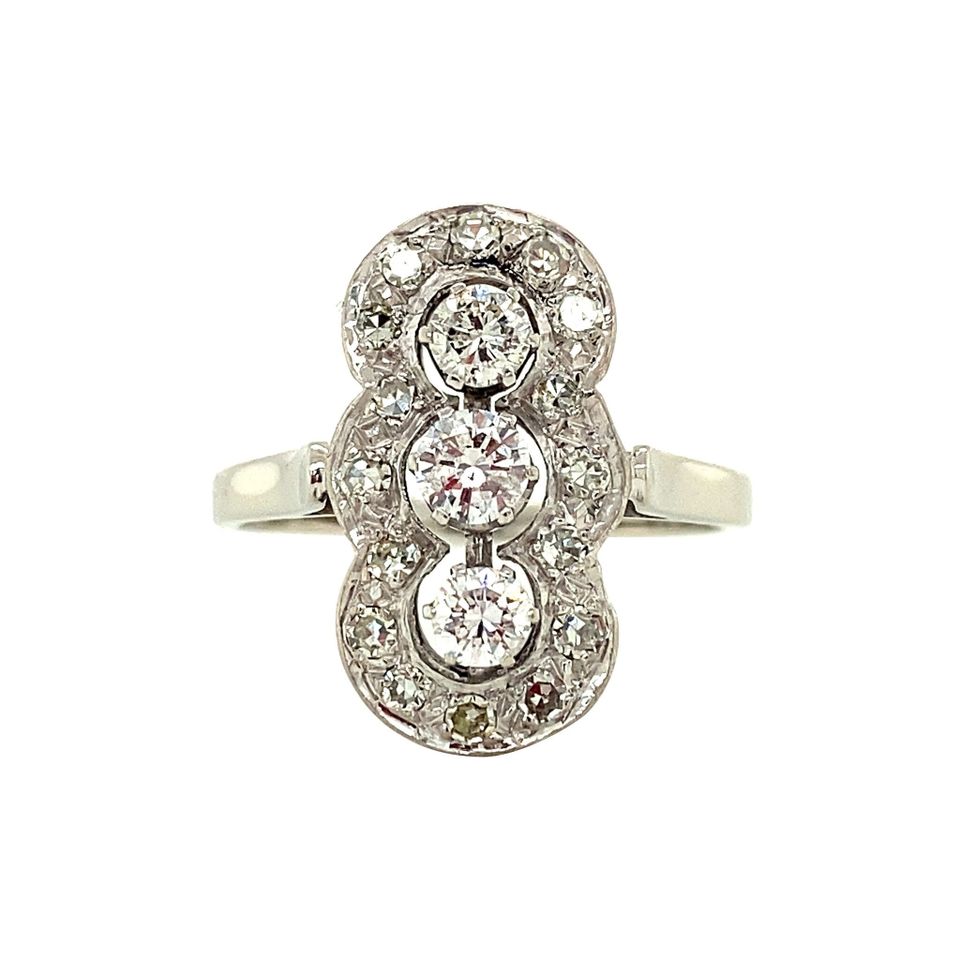 Vintage 14K White Gold Princess Ring with Diamond
