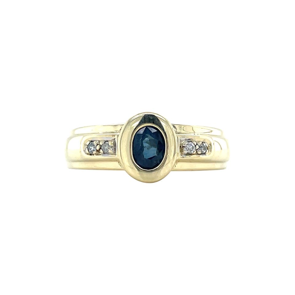 Vintage 14K Gold Ring with Sapphire and Diamond