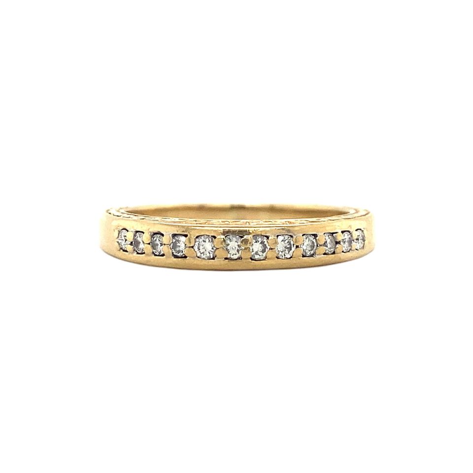 Vintage 18K Gold Half Eternity Ring with Diamond