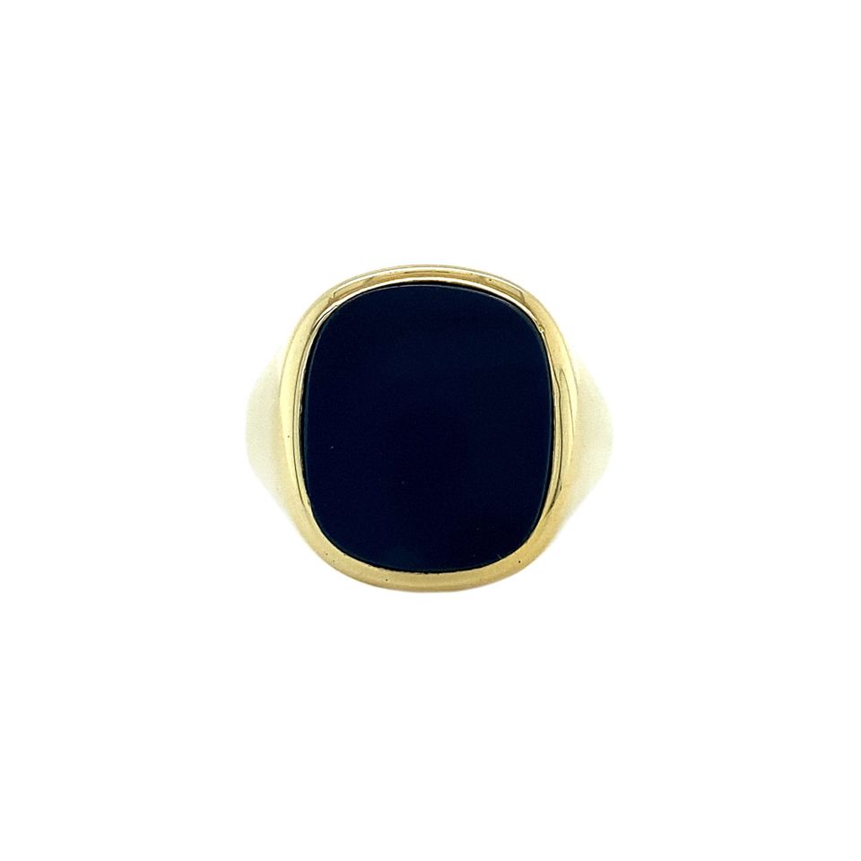 Vintage 14K Gold Signet Ring with Blue Layered Stone