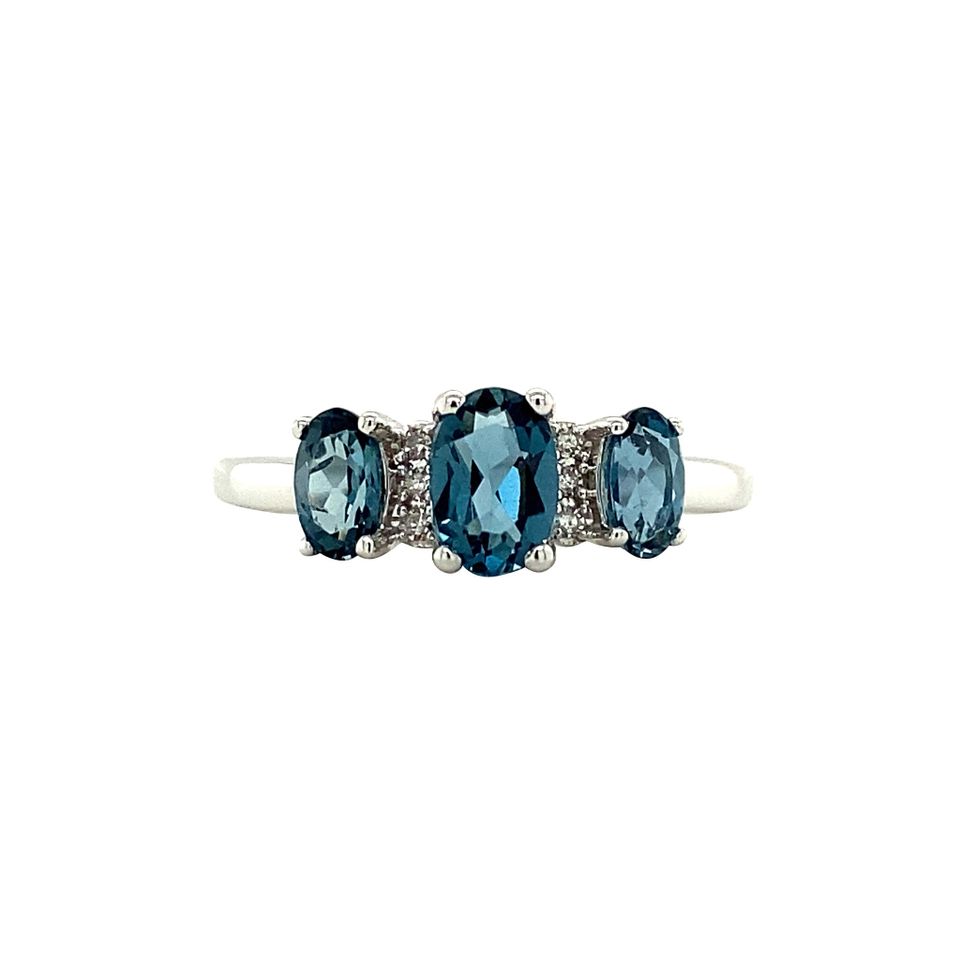 Vintage 14K White Gold Ring with Topaz and Diamond