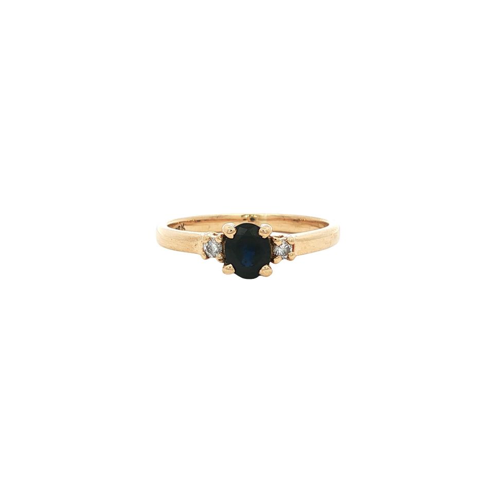 Vintage 18K Gold Ring with Sapphire and Diamond