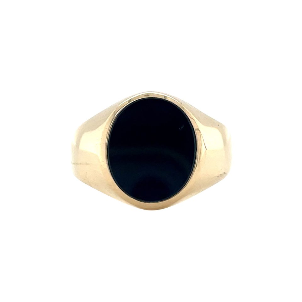 Vintage 14K Gold Signet Ring with Onyx