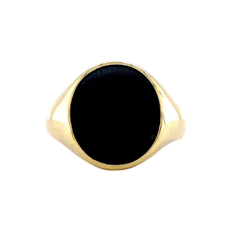 Vintage 14K Gold Signet Ring with Heliotrope