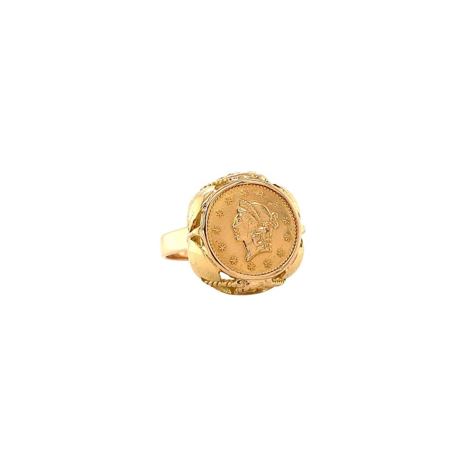 Vintage 14K Gold Ring with Coin