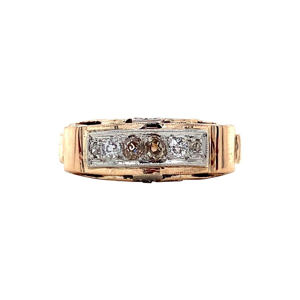 Vintage 9K Gold Half Eternity Ring with Diamond