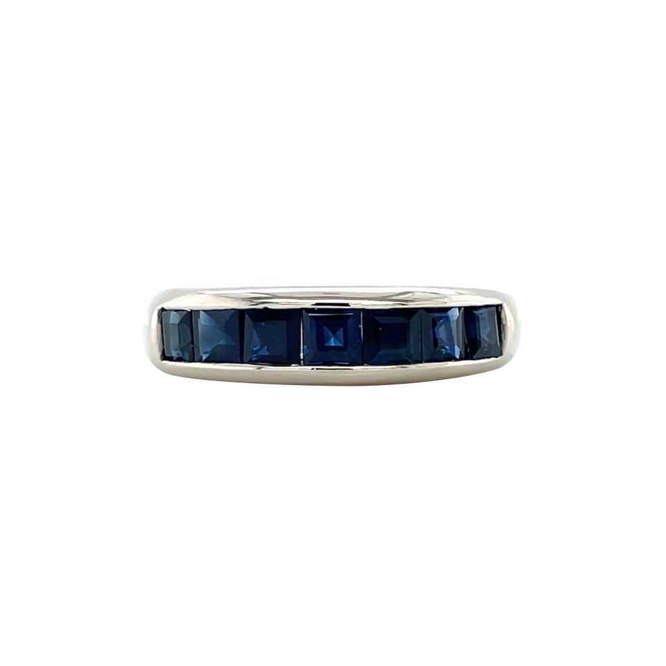Vintage 14K White Gold Ring with Sapphire