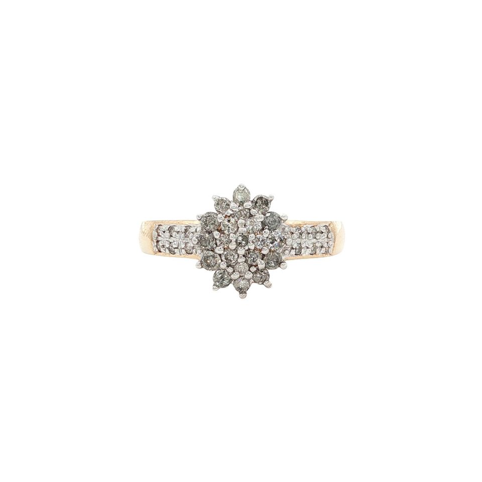 Vintage 14K Gold Cluster Ring with Diamond