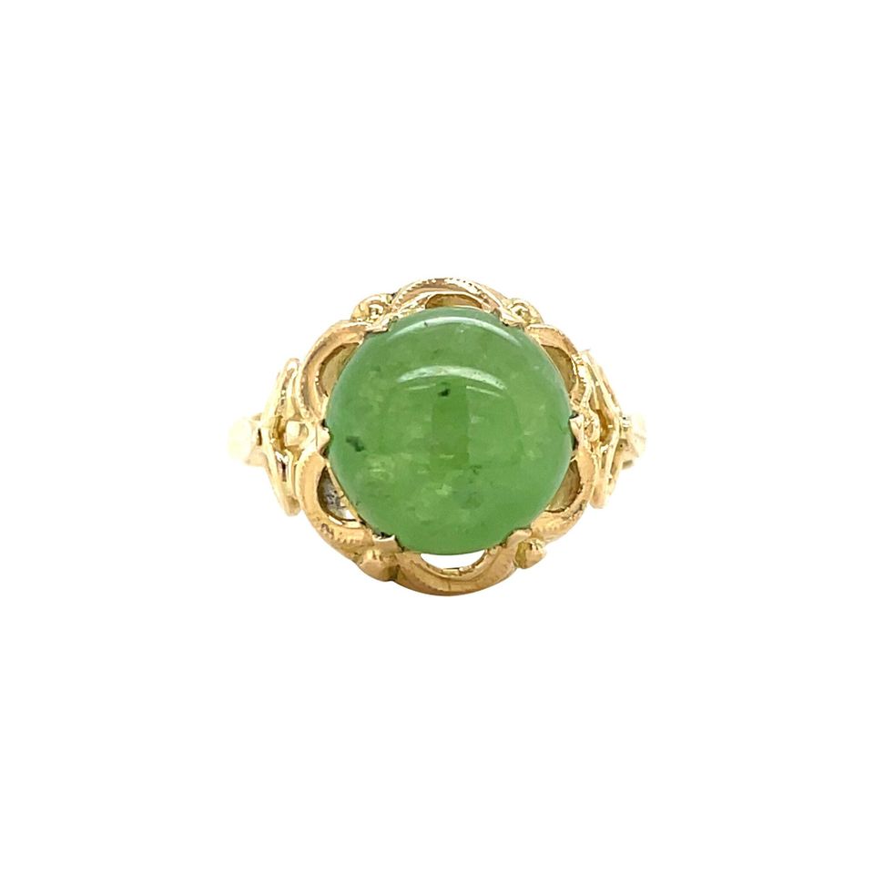 Vintage 18K Gold Ring with Green Garnet