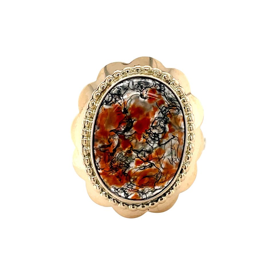 Vintage 14K Gold Ring with Moss Agate