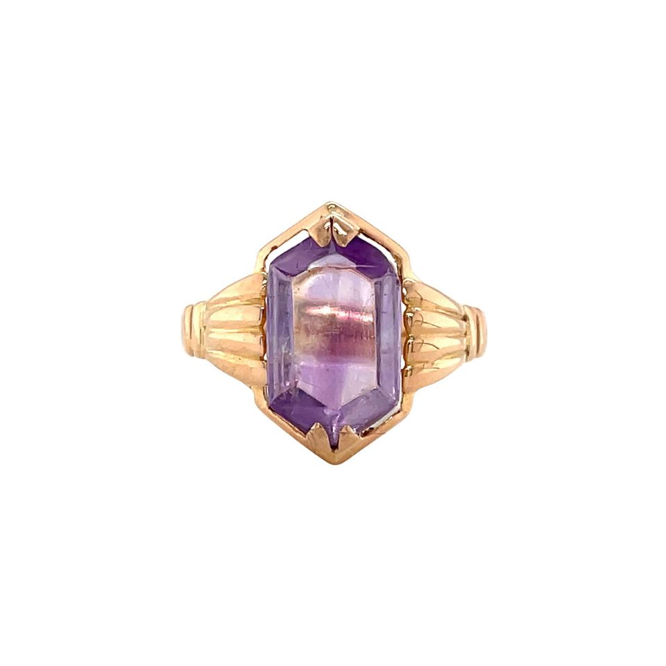 Vintage 14K Rose Gold Ring with Amethyst