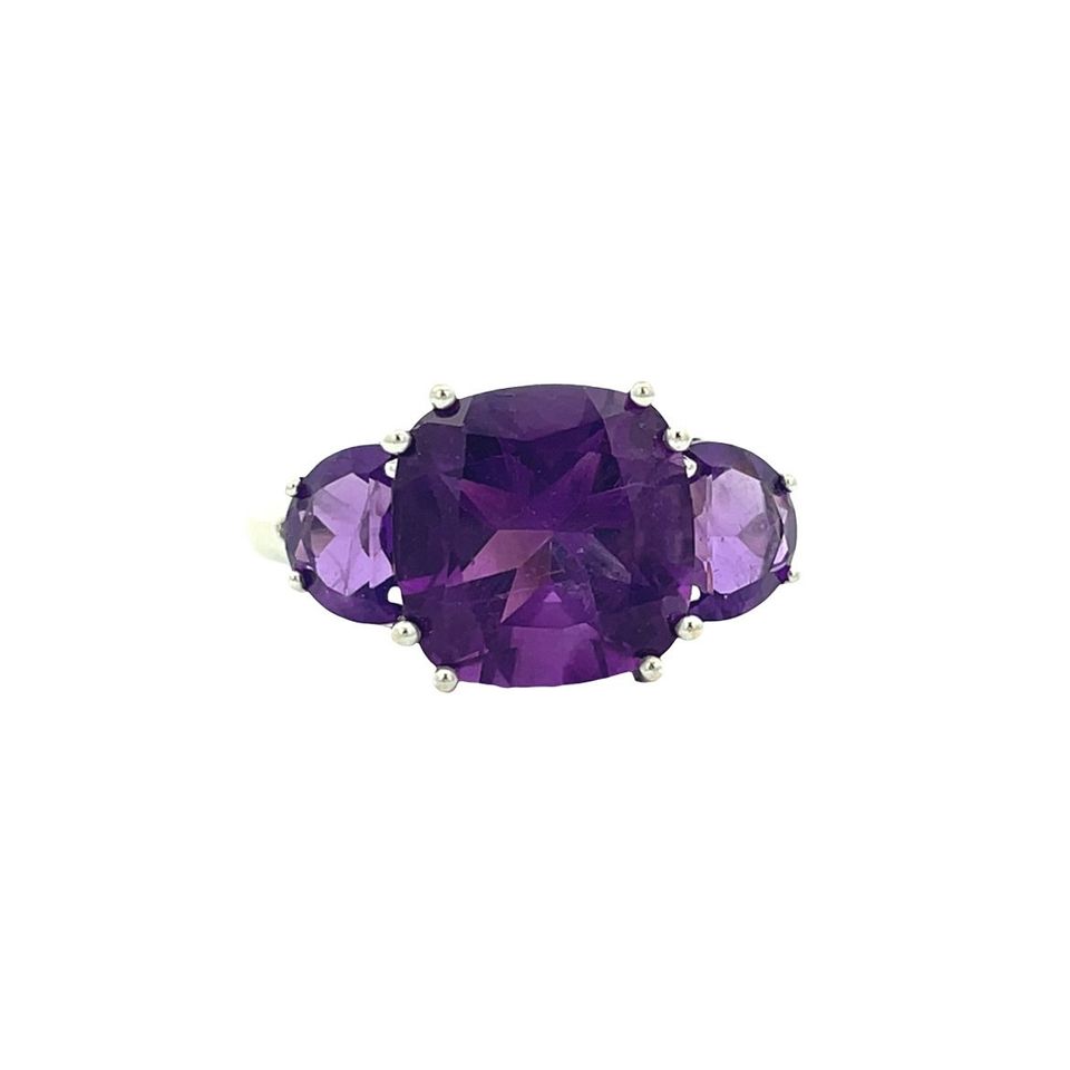 Vintage 14K White Gold Ring with Amethyst