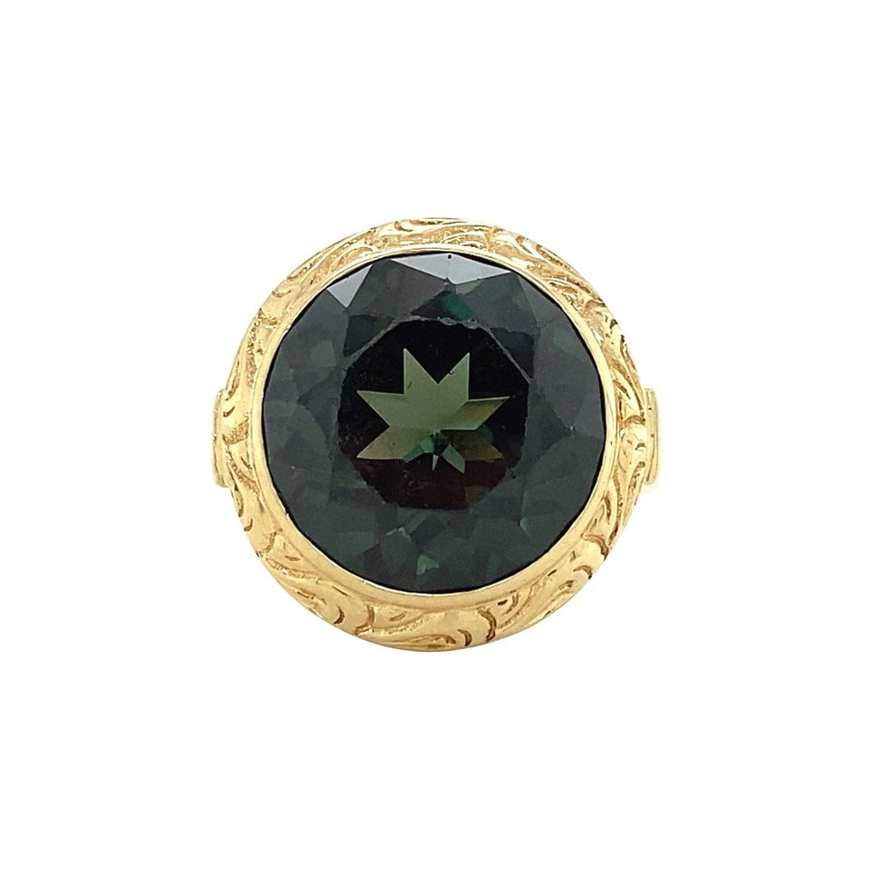 Vintage 14K Gold Ring with Green Spinel