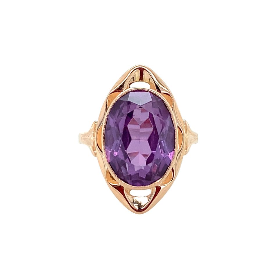 Vintage 14K Rose Gold Ring with Sapphire