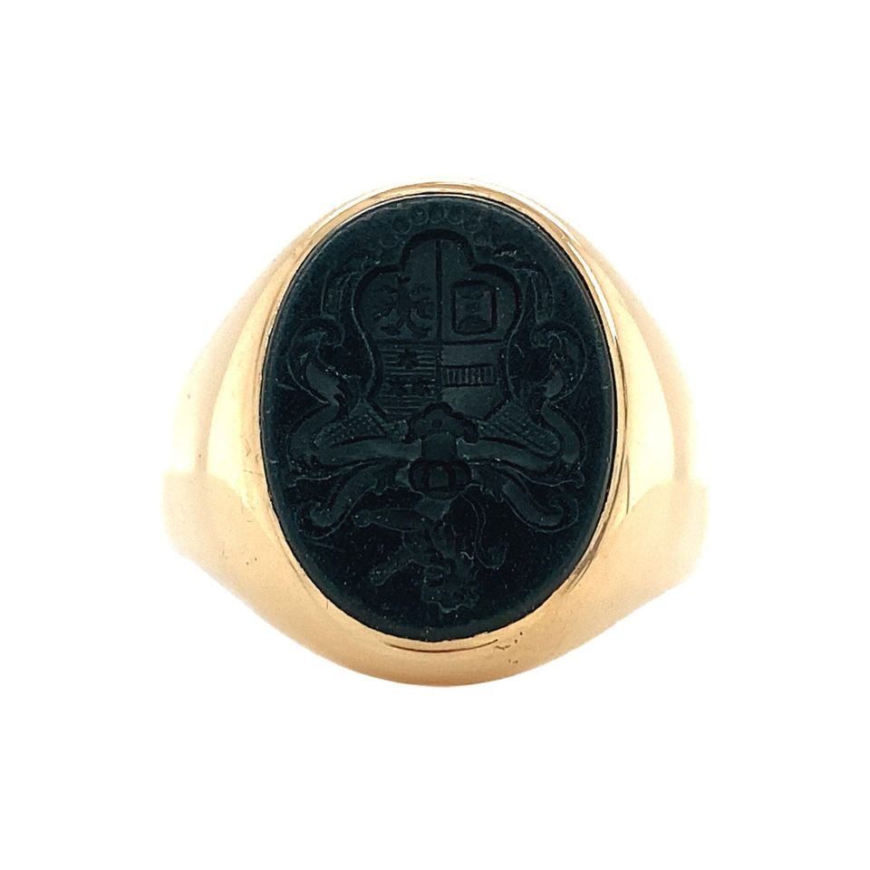 Vintage 14K Gold Signet Ring with Onyx