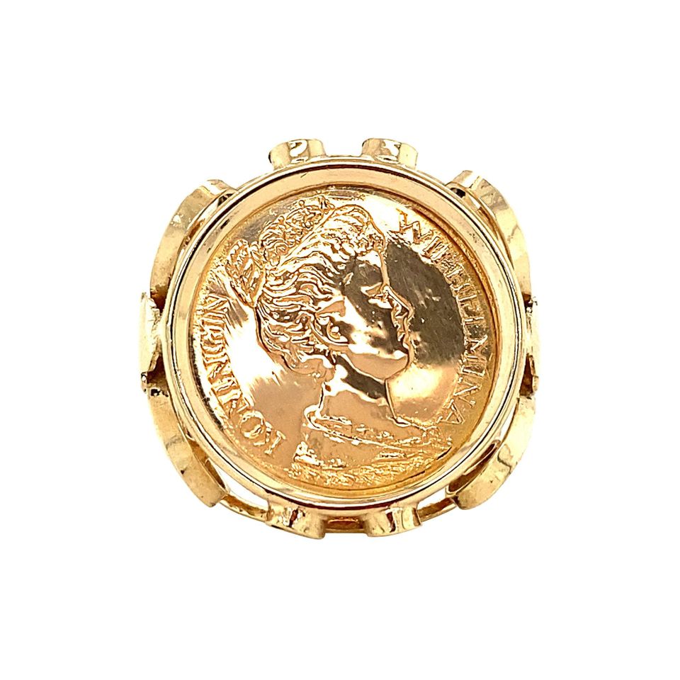 Vintage 14K Gold Ring with Coin