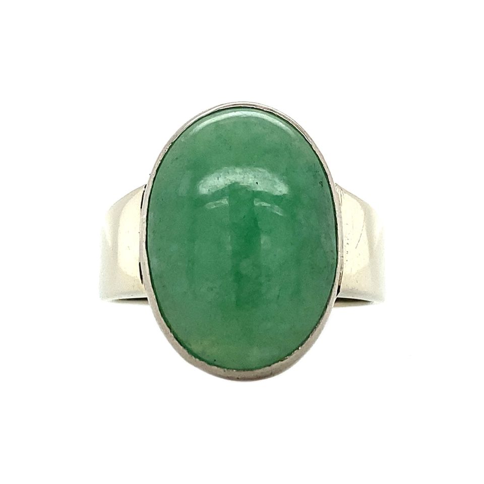 Vintage 14K White Gold Ring with Aventurine