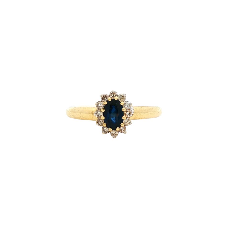 Vintage 18K Gold Ring with Sapphire and Diamond