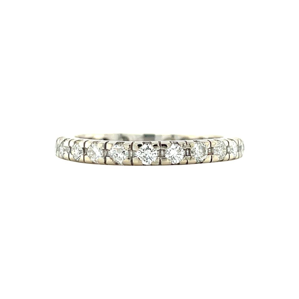 Vintage 18K White Gold Alliance Ring with Diamond