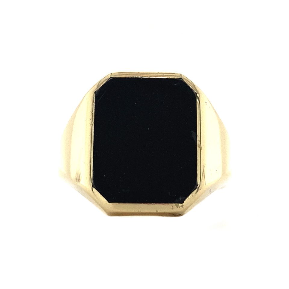 Vintage 14K Gold Signet Ring with Onyx