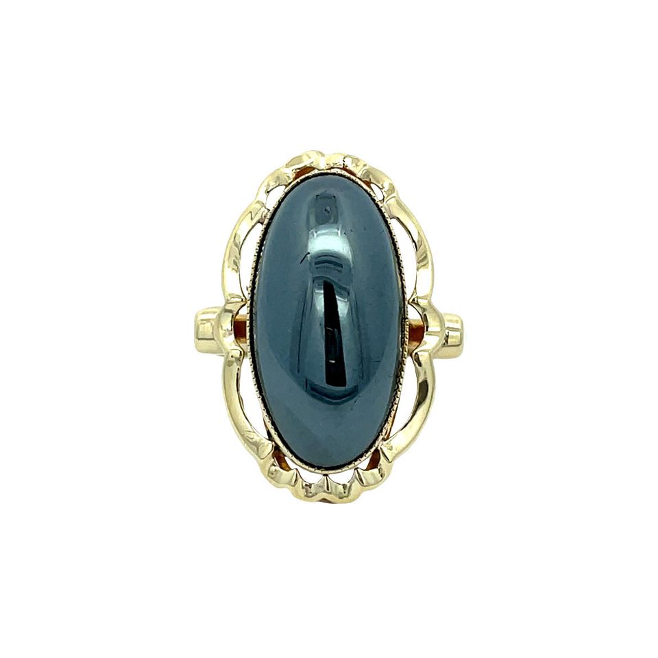 Vintage 14K Gold Ring with Hematite