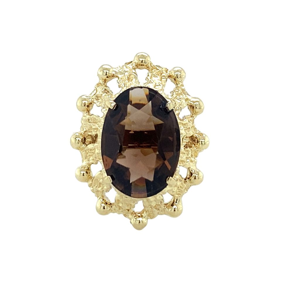 Vintage 14K Gold Ring with Smoky Quartz