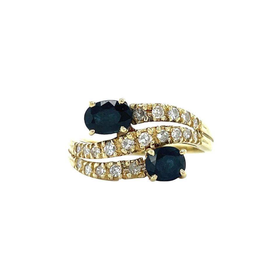 Vintage 14K Gold Ring with Sapphire and Diamond