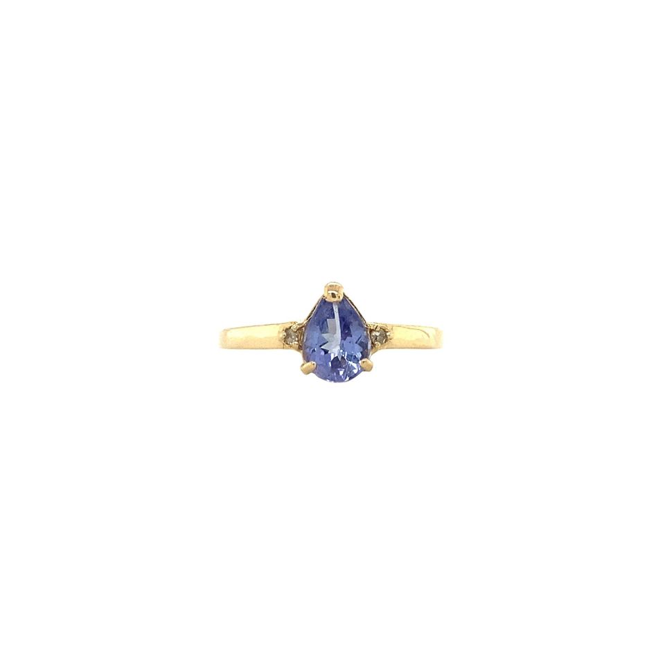 Vintage 14K Gold Ring with Diamond and Colored Stone