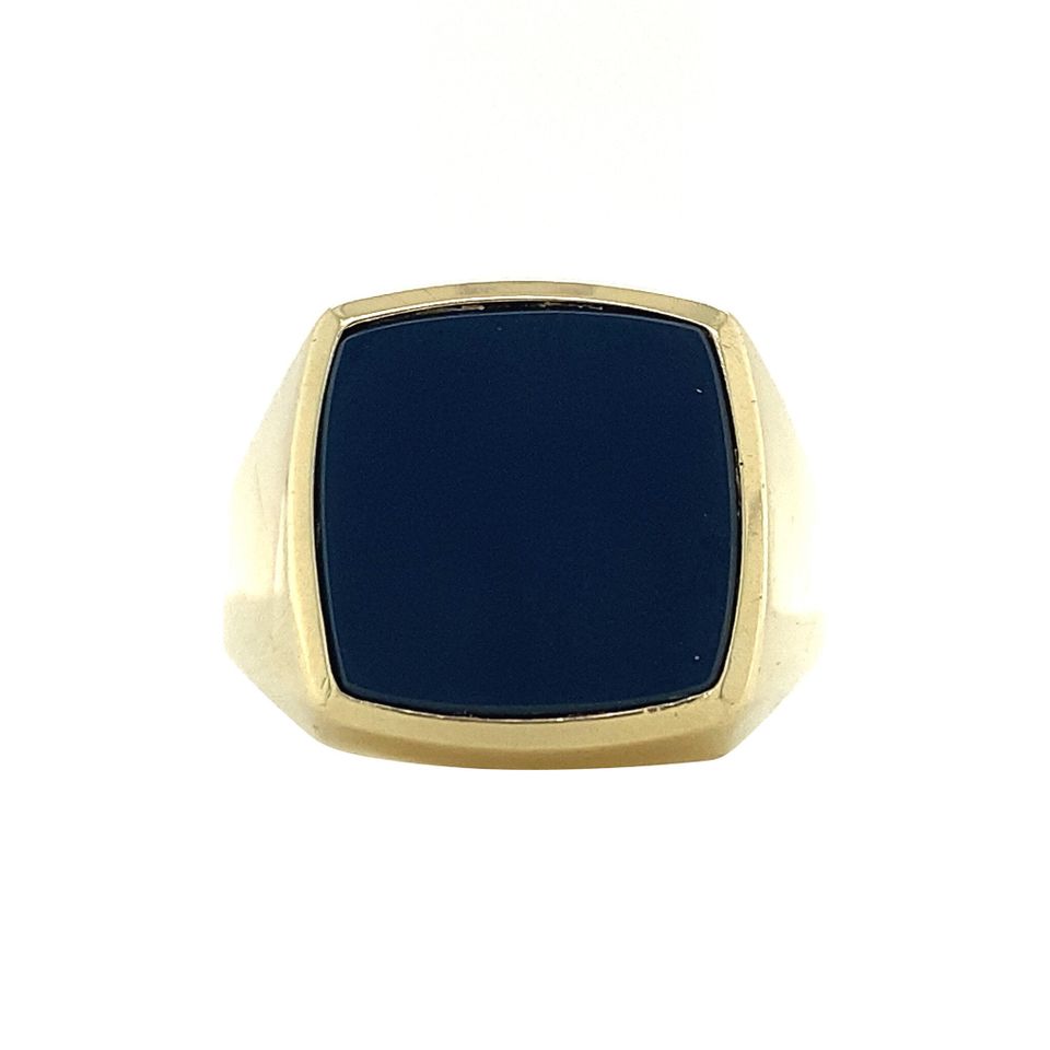 Vintage 14K Gold Signet Ring with Blue Layered Stone