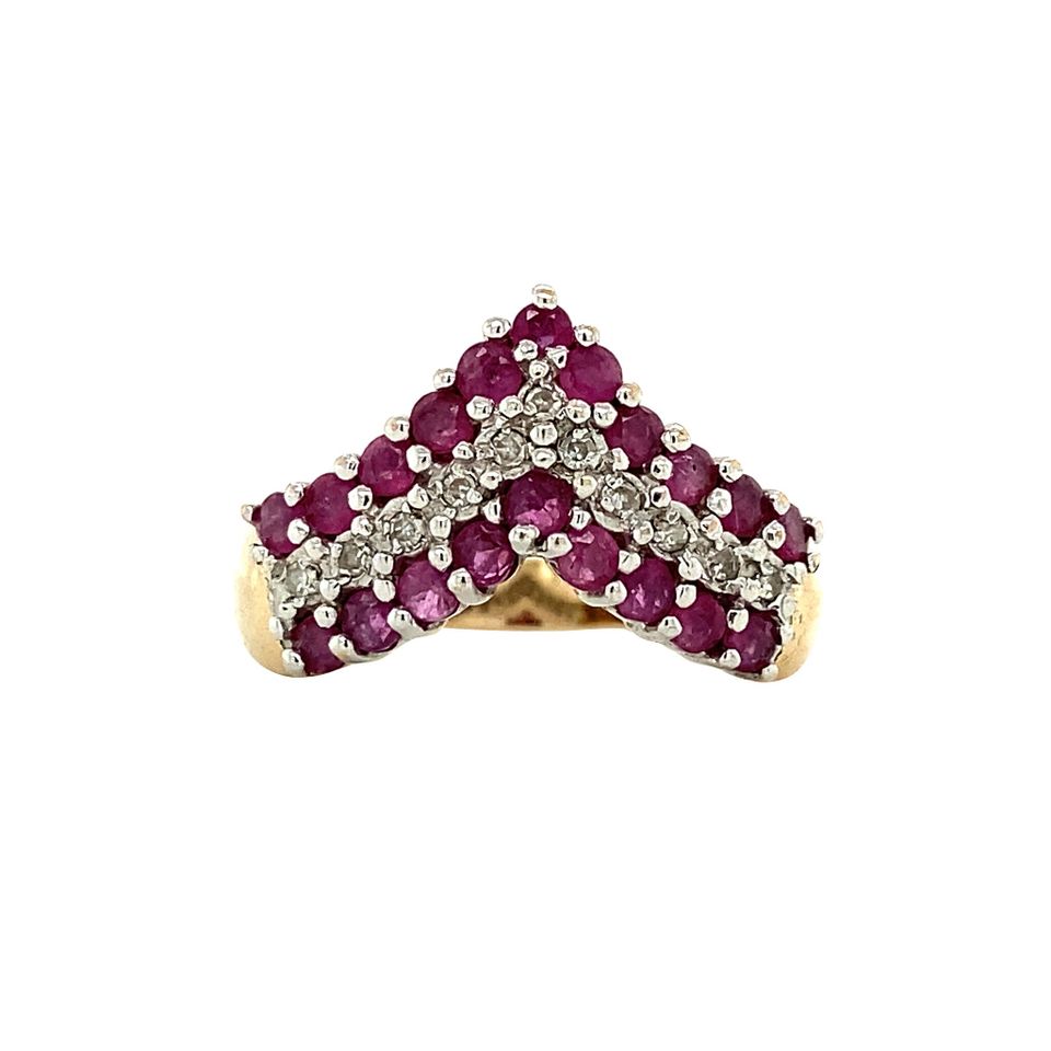 Vintage 14K Gold Ring with Ruby and Diamond