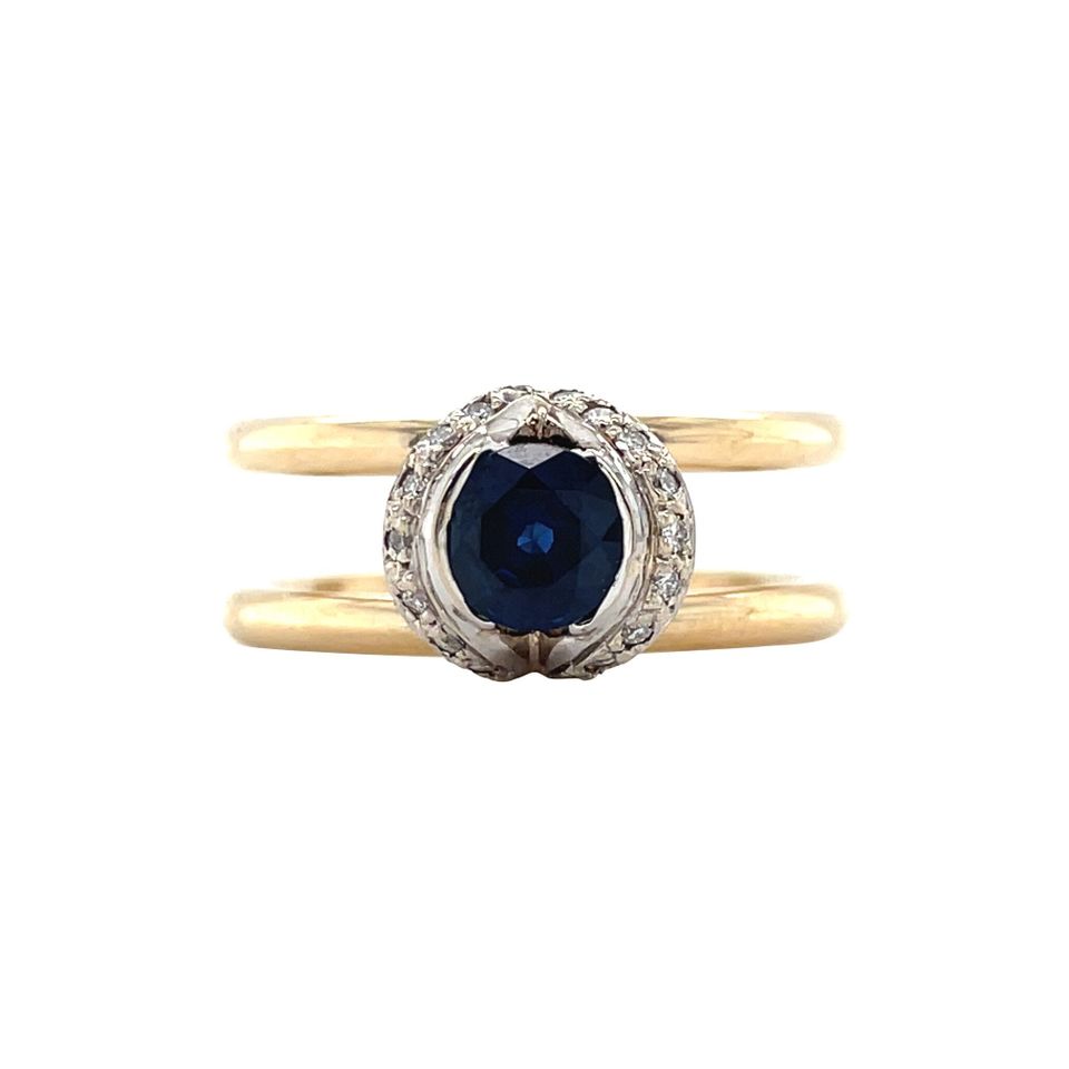 Vintage 14K Gold Ring with Sapphire and Diamond