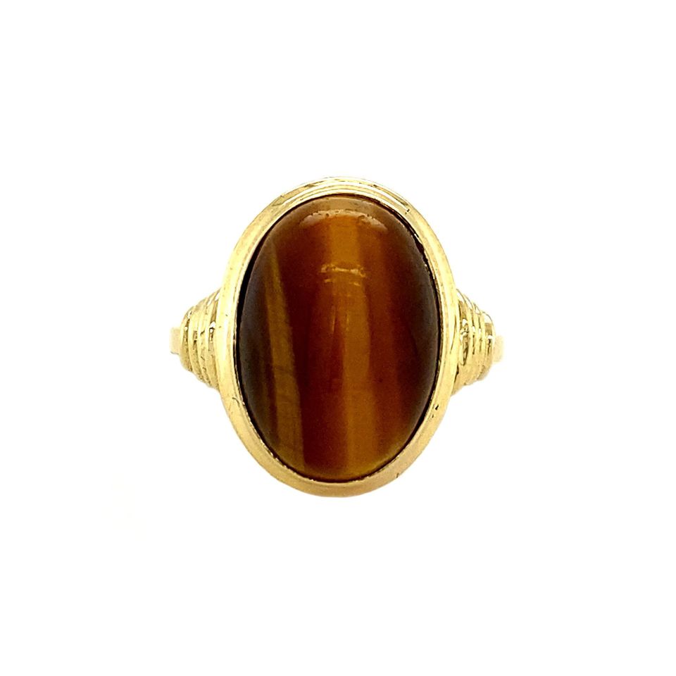 Vintage 18K Gold Ring with Tiger's Eye