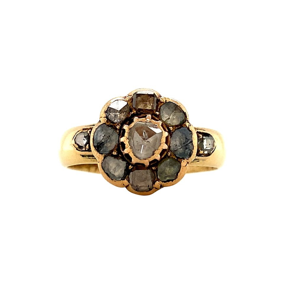 Vintage 18K Gold Cluster Ring with Diamond