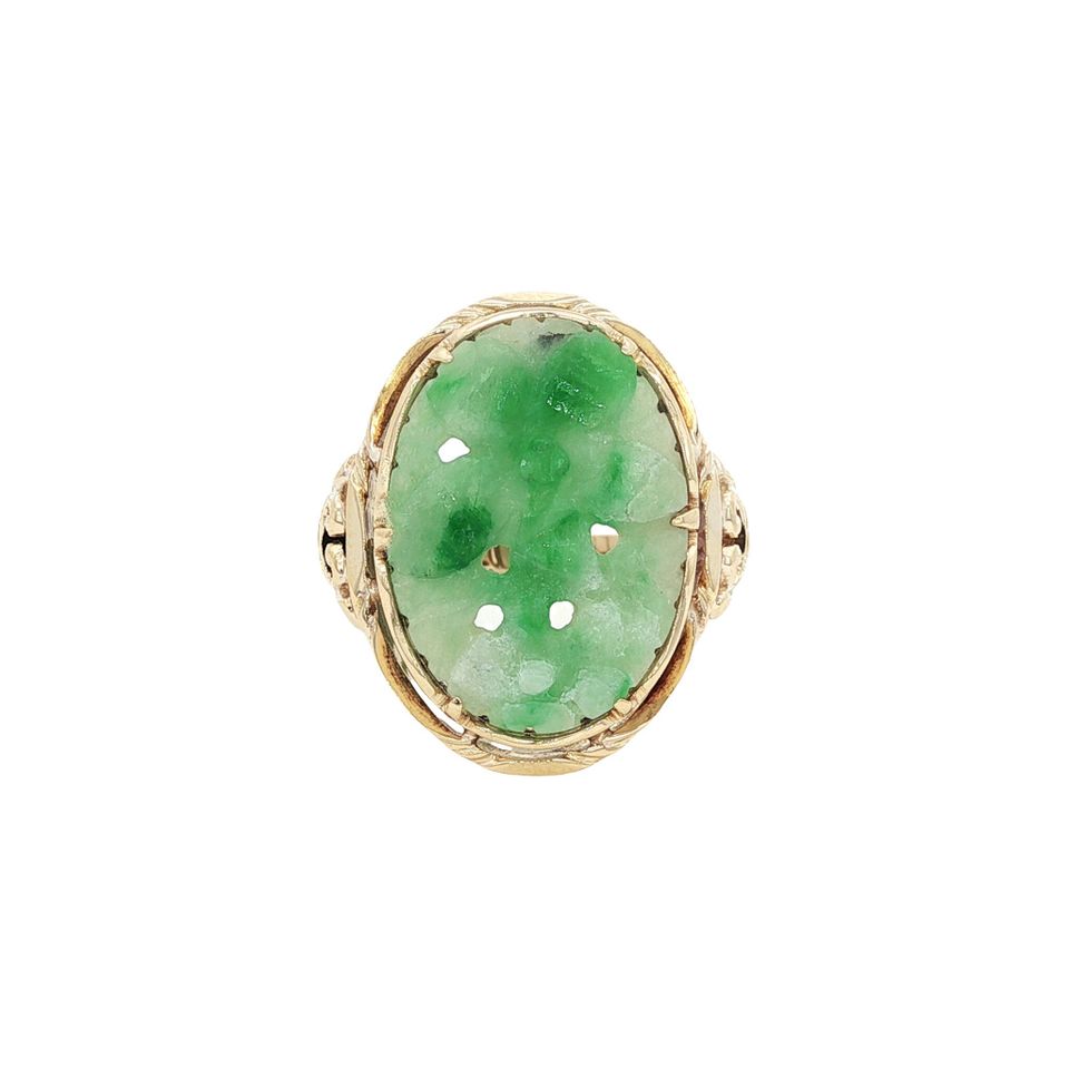 Vintage 14K Gold Ring with Jade