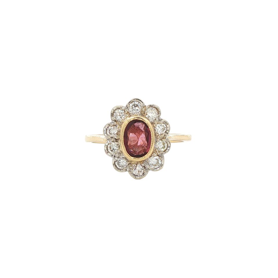 Vintage 18K Gold Ring with Ruby and Diamond