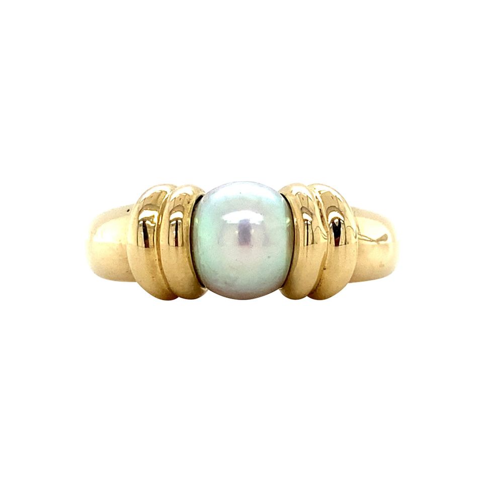 Vintage 18K Gold Ring with Pearl