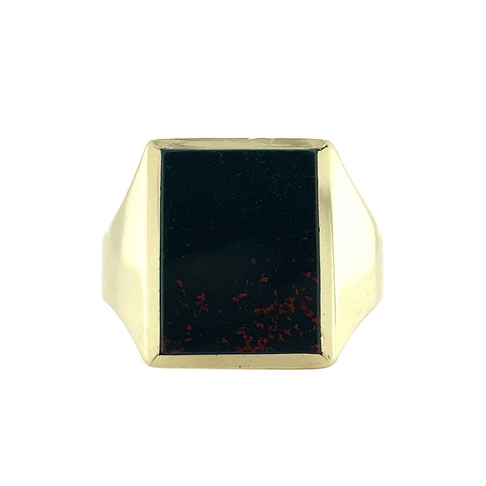 Vintage 14K Gold Signet Ring with Heliotrope