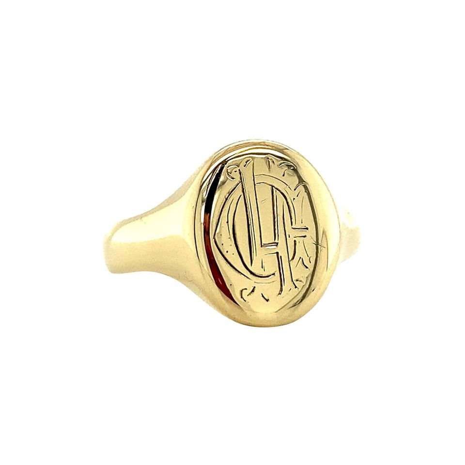 Vintage 14K Gold Signet Ring with Engraving