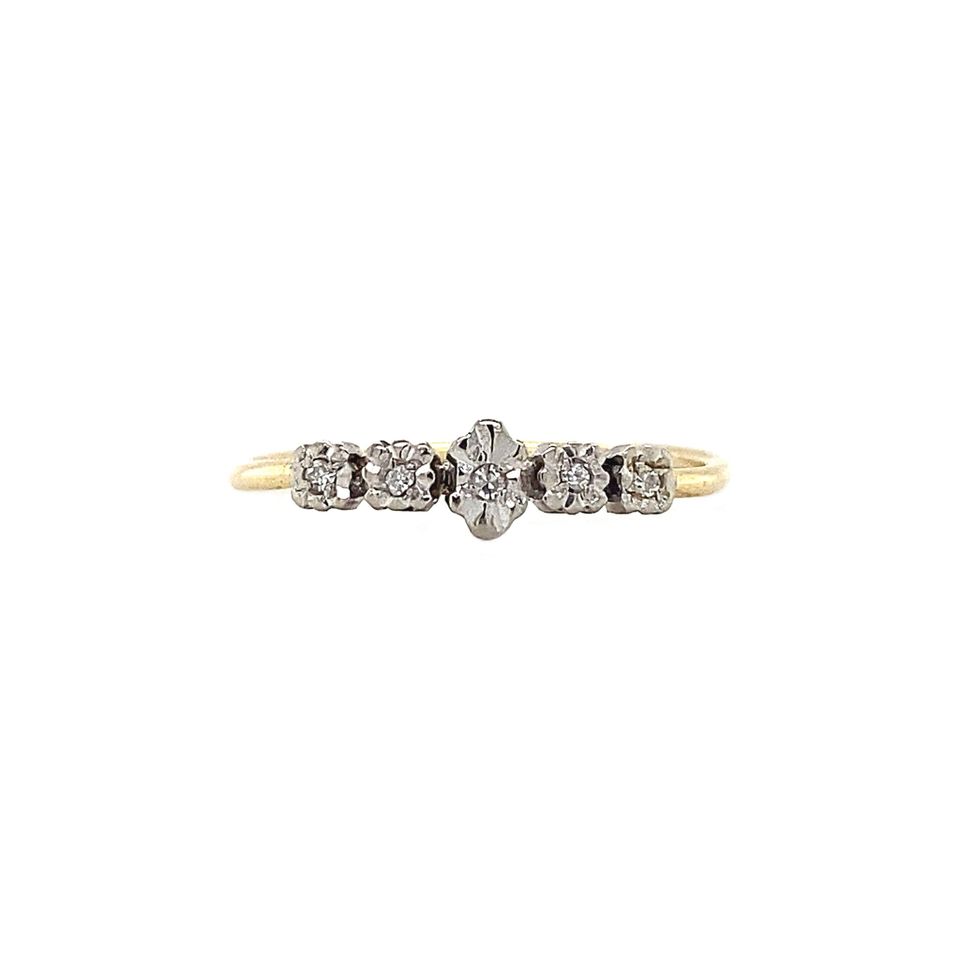 Vintage 14K Gold Half Eternity Ring with Diamond